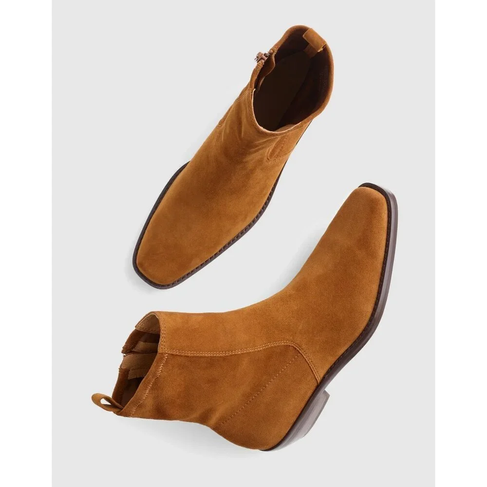 Madewell Idris Ankle Boots Russet Brown 9 Suede Booties NX430 Academia Preppy